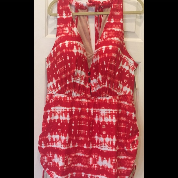 Cacique Other - Cacique Swim Dress Sz 42DD Built in Bra Cherry Red